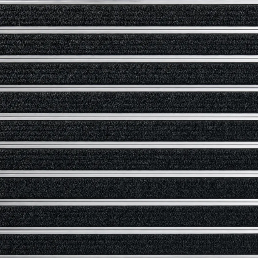 Anthracite ribbed entrance matting with brushed aluminium rails